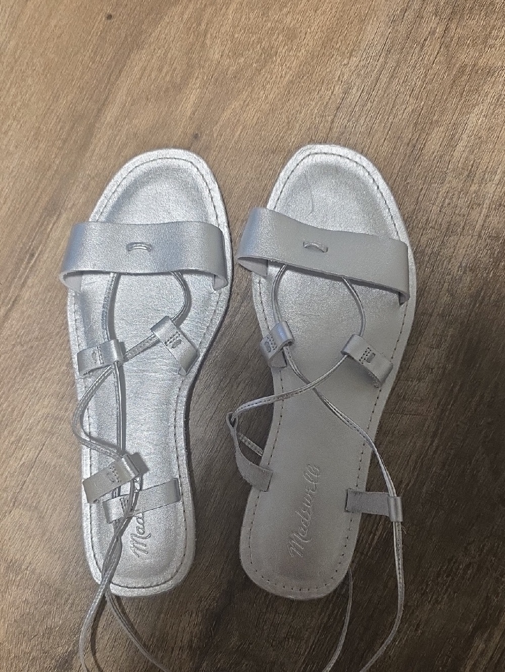Madewell Silver Lace-Up Strappy Sandals